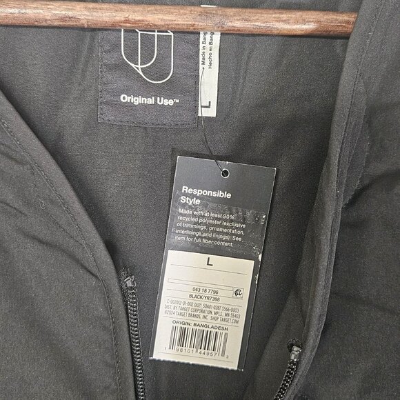 Quilted Black Vest W Pockets Original Use Men Size L Full Zip-Up Lightly Padded - Picture 5 of 11